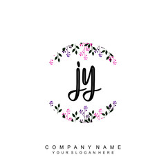 letter JY surrounded by beautiful and elegant flowers and leaves. Wedding monogram logo template. Fashion Logo template Vectors,