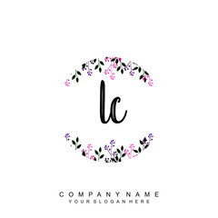 letter LC surrounded by beautiful and elegant flowers and leaves. Wedding monogram logo template. Fashion Logo template Vectors,