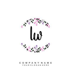 letter LW surrounded by beautiful and elegant flowers and leaves. Wedding monogram logo template. Fashion Logo template Vectors,