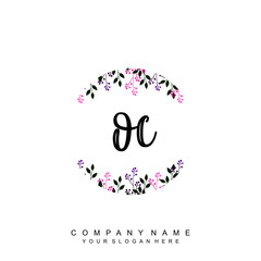 letter OC surrounded by beautiful and elegant flowers and leaves. Wedding monogram logo template. Fashion Logo template Vectors,