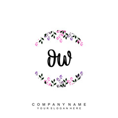 letter OW surrounded by beautiful and elegant flowers and leaves. Wedding monogram logo template. Fashion Logo template Vectors,