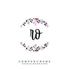 letter RO surrounded by beautiful and elegant flowers and leaves. Wedding monogram logo template. Fashion Logo template Vectors,