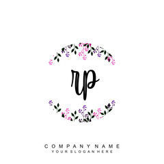 letter RP surrounded by beautiful and elegant flowers and leaves. Wedding monogram logo template. Fashion Logo template Vectors,