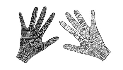 Ornate hands, boho style. Sketch for your design