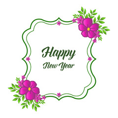 Natural purple flower frame, for art wallpaper of card happy new year. Vector