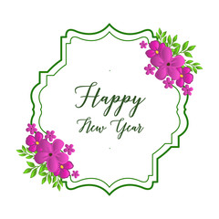 Natural purple flower frame, for art wallpaper of card happy new year. Vector