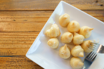 Thai small cream puff filled with vanilla