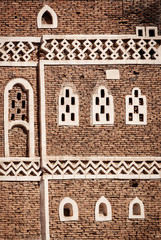 traditional architecture details in sanaa old town buildings in yemen