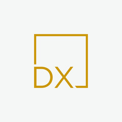 Letter DX Logo design with square frame line art. business consulting concept. studio,room,group icon. Suitable for business, consulting group company. - vector