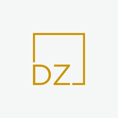 Letter DZ Logo design with square frame line art. business consulting concept. studio,room,group icon. Suitable for business, consulting group company. - vector