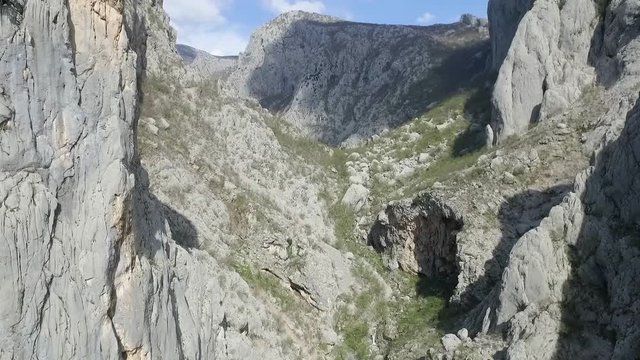 Aerial panoramic view of scenic Samarske Stijene mountains at Mrkopalj, Croatia