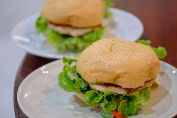 hamburger on plate