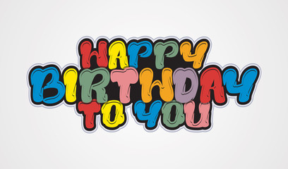 Vector cartoon colorful letter happy birthday to you concept design