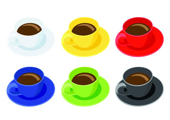 coffee cup on saucer on white background illustration vector