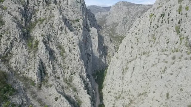 Aerial panoramic view of scenic Samarske Stijene mountains at Mrkopalj, Croatia