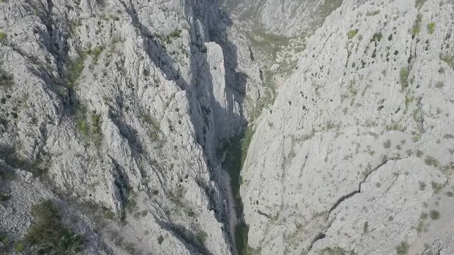 Aerial panoramic view of scenic Samarske Stijene mountains at Mrkopalj, Croatia