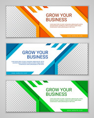 Abstract corporate business banner template set, vector illustration