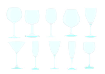 champagne glass and wine glass isolated on white background illustration vector