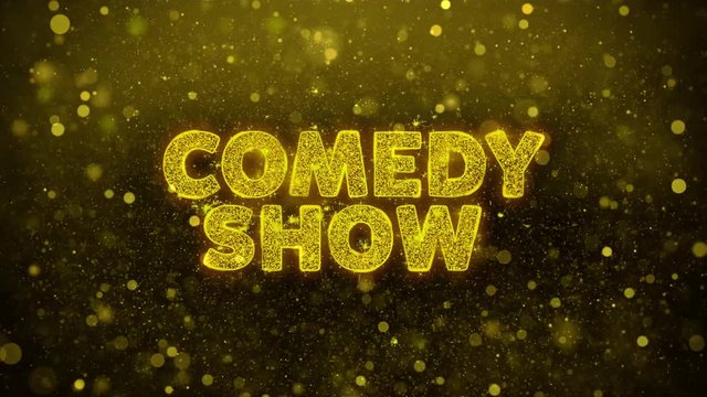 Comedy Show Text Golden Glitter Glowing Lights Shine Particles. Sale, Discount Price, Off Deals, Offer promotion offer percent discount ads 4K Loop Animation.