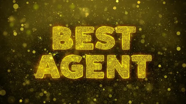 Best Agent Text Golden Glitter Glowing Lights Shine Particles. Sale, Discount Price, Off Deals, Offer promotion offer percent discount ads 4K Loop Animation.