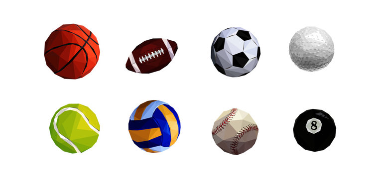 sport ball set. basketball. football. soccer ball. golf ball. tennis ball. volleyball. baseball. eight ball. vector illustration.