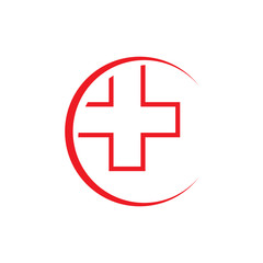 Health care red cross medical logo design logo vector template illustration