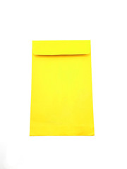 Yellow paper envelope on white background