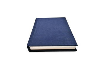 Dark blue book on white background