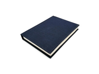 Dark blue book on white background