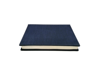 Dark blue book on white background