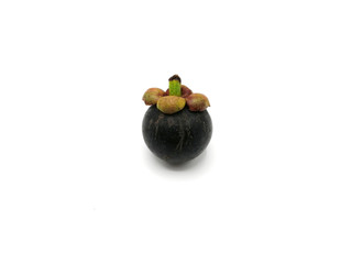 One original mangosteen on white background