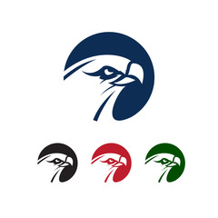 creative and modern head of hawk bird logo design vector illustrations