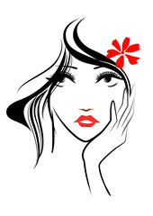 女性の顔、ロングヘアー、ヘアースタイル