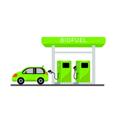Biofuel, Eco fuel petrol station refill station, ecology, alternative energy.
