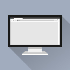 Website home on Computer screen flat icon. internet browser concept. online things for surfing on world web web via application program. vector illustration.