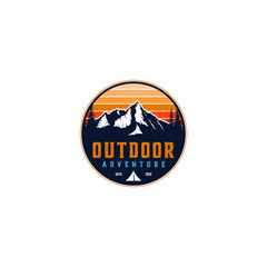 Outdoor mountain nature logo - adventure wildlife pine tree forest design