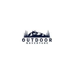 Outdoor mountain nature logo - adventure wildlife pine tree forest design