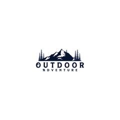 Outdoor mountain nature logo - adventure wildlife pine tree forest design