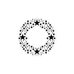 Copy space - black stars in a circle with place for text. Merry Christmas and Happy New Year to everybody. - Vector
