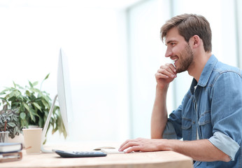 business man working on a computer in the office