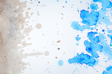  Abstract blue and brown watercolor crack spread background