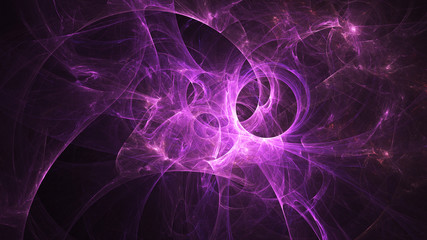 Abstract transparent purple crystal shapes. Fantasy light background. Digital fractal art. 3d rendering.