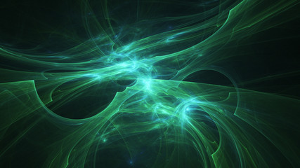 Abstract transparent turquoise crystal shapes. Fantasy light background. Digital fractal art. 3d rendering.