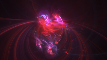 Fototapeta premium Abstract transparent red crystal shapes. Fantasy light background. Digital fractal art. 3d rendering.