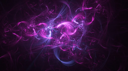 Abstract transparent purple crystal shapes. Fantasy light background. Digital fractal art. 3d rendering.