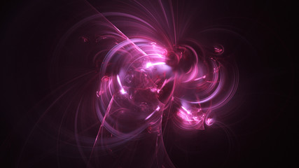Abstract transparent pink crystal shapes. Fantasy light background. Digital fractal art. 3d rendering.