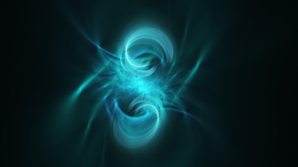 Abstract transparent turquoise crystal shapes. Fantasy light background. Digital fractal art. 3d rendering.