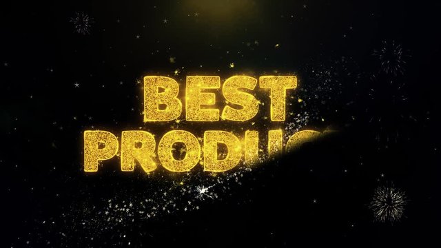 Best Agent Text on Gold Glitter Particles Spark Exploding Fireworks Display. Sale, Discount Price, Off Deals, Offer Promotion Offer Percent Discount ads 4K Loop Animation.