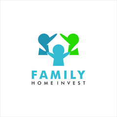 Business logo design of family housing investment vector graphic