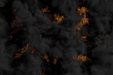 dark smoke on melting mystic lava background - fire 3D illustration